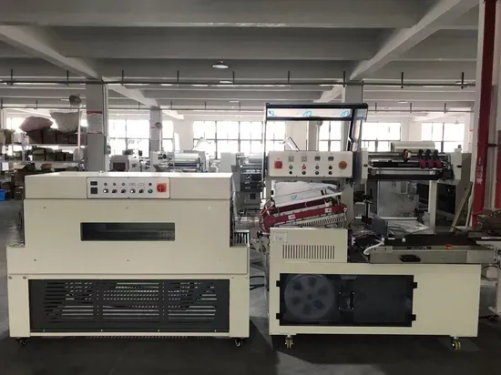 Automatic L Type Tableware Shrink Packing Wrapping Wrap Machine and Shrink Tunnel Machine Center Folded POF Film Packaging Pack Wrapper Machine 